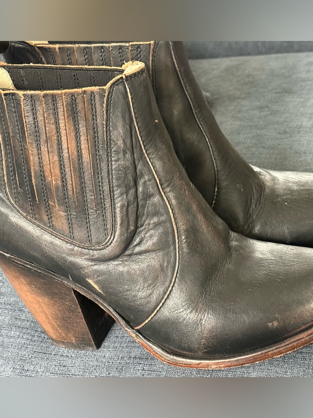Freebird by Steven Morgan distressed black leather ankle boots